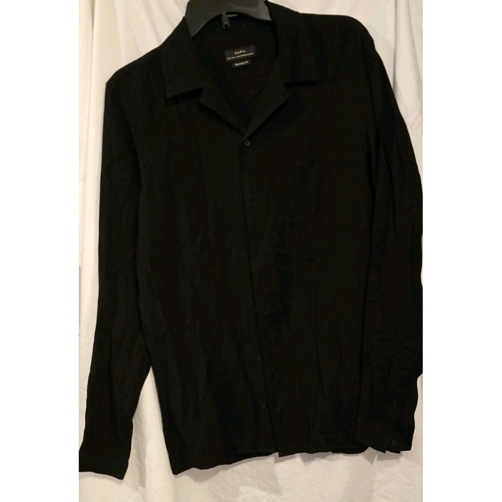 Zara Women's Black Relaxed Button-Up Shirt -‎ Size S , 100 % Cotton